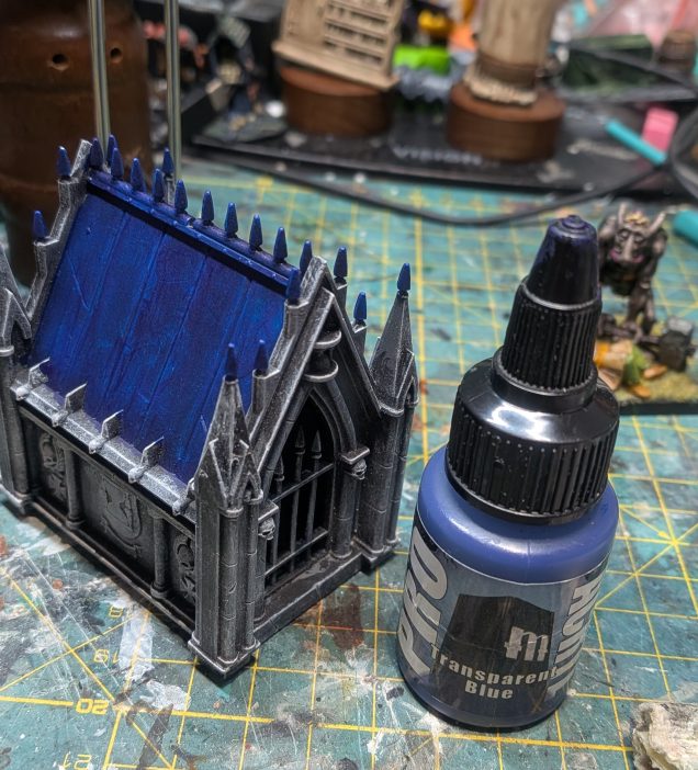 Transparent blue on the roof