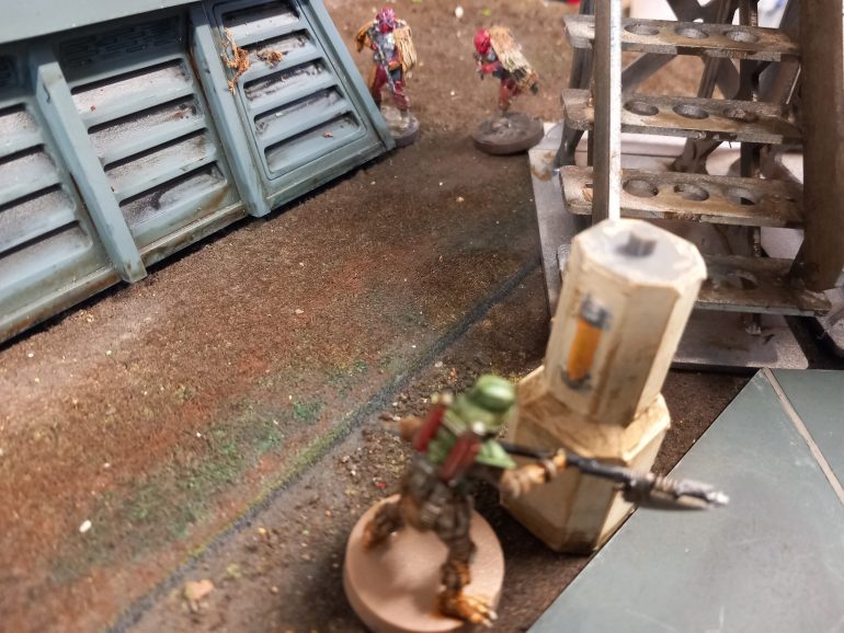 On the far left krig and Bogun were keeping to cover but it dint stop krig being shot down by two mimban raiders.