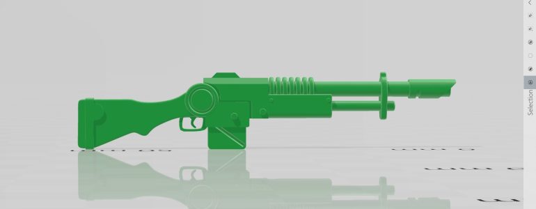 First we need a rifle to arm the men with. For this I wanted a Martini-Henry style lever. I chose a Death Korps of Krieg Rifle to use as the base. It is distinctly Sci-Fi but also very 19-20th Century bolt action rifle like. Thankfully kind people have made similar STL files available for free on sites like Cults and Thingiverse