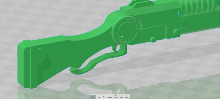 Some of this sort of stuff is me recreating things I have already done years ago. I can't find the part I used for the lever anywhere but you can easily find an appropriate thing online for free. Align the new part then merge the two pieces together. I looks a little rough but we're talking millimeters or fractions of them also all of these guns are going to have hands holding them here which will help hide parts like this. We could spend time and effort in making it perfect but just like converting minis, sometimes you can just hide the rough bits.