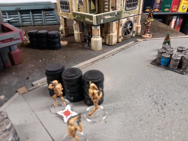 Under fire from up the street and the corner the droids see an easy target as weedo continues to run forward with blasts skipping over his head.
