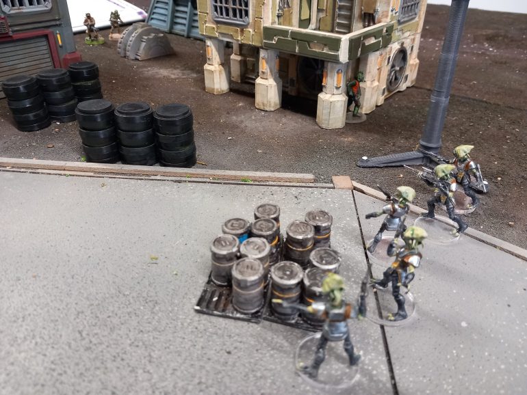 The s umbrella block entry to the docking bay demanding payment 