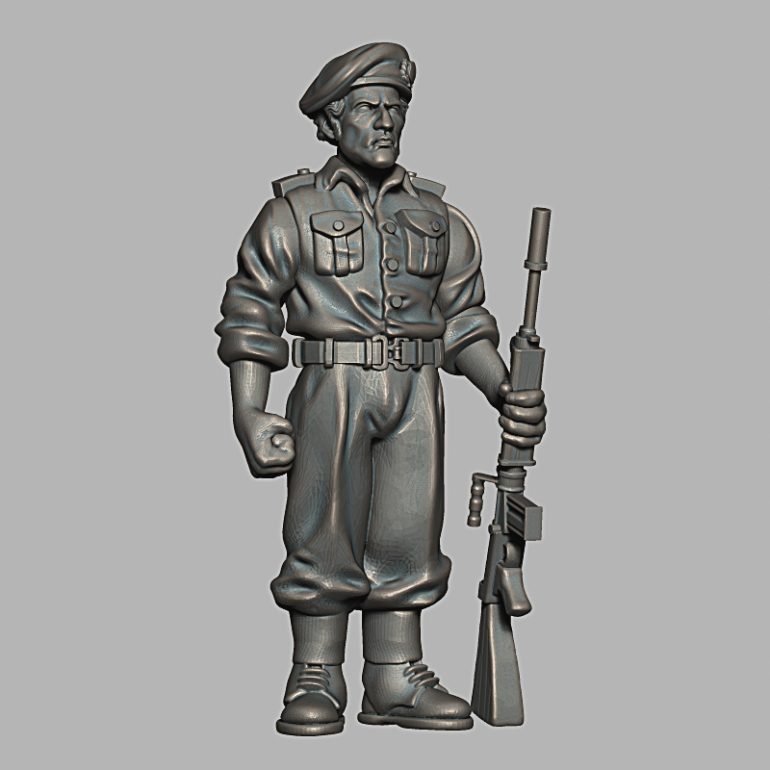 Forget the head for a moment. The Military Pants and Boots with the more Light Infantry style tucked in Shirt which is still recognisably Military with the Shoulder Straps. The option for rolled up sleeves (more on that next). The look just struck me as the canvas that I could use to make this unit.