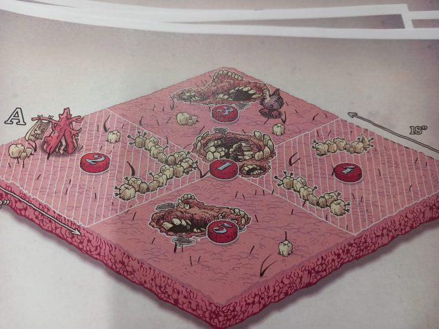 Some scenarios indicate dangerous terrain as horrible looking pits with teeth which look gross.