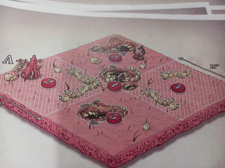 Some scenarios indicate dangerous terrain as horrible looking pits with teeth which look gross.