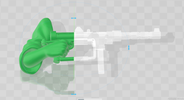 Naturally we're going to need to cut the gun away as much as we can before we merge the new rifle. The split tool is used to cut away as many large chunks as possible.