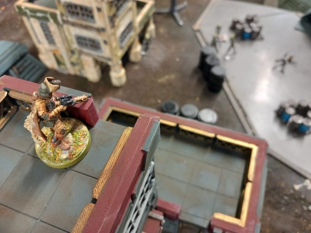 The distraction is all Lara needs to start sniping the enemy.