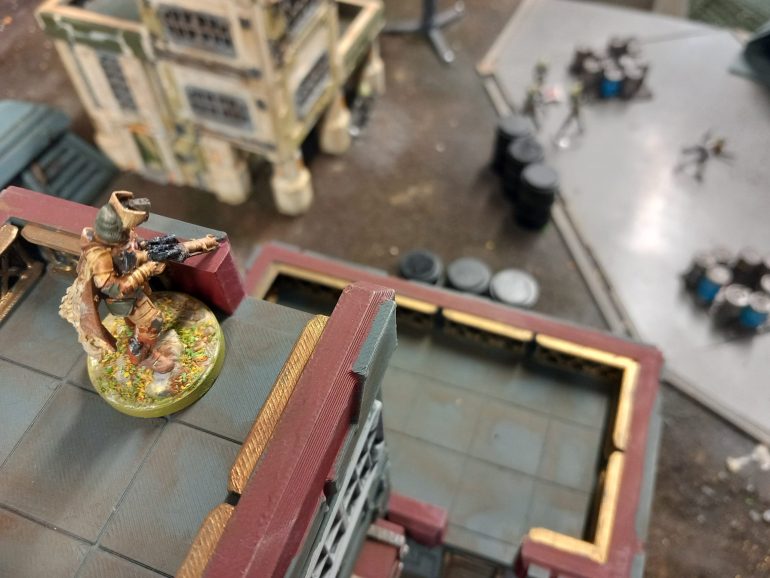 The distraction is all Lara needs to start sniping the enemy.