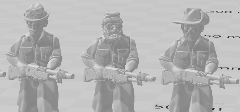 These pictures are all of the same body but you can see how the different heads add a lot of character to a squad. They're a unit but they are also a lot more individual. I envision this being a Desert/Tropical uniform (must be the Australian Influence coming through) also inspired by some of the less uniformed armies of history like the Confederates.