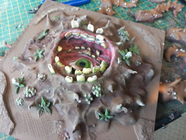 I went for a fleshy pink interror