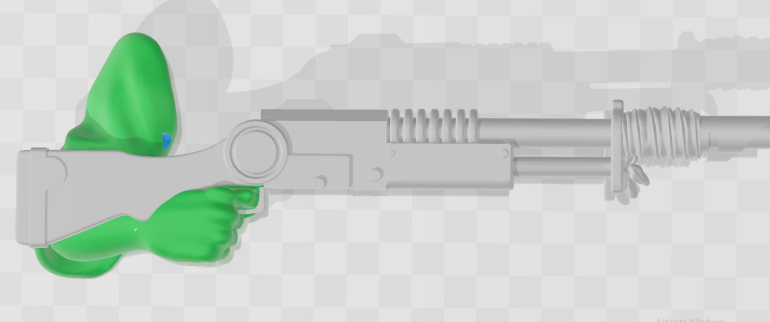 The rifle is placed in it's final position.