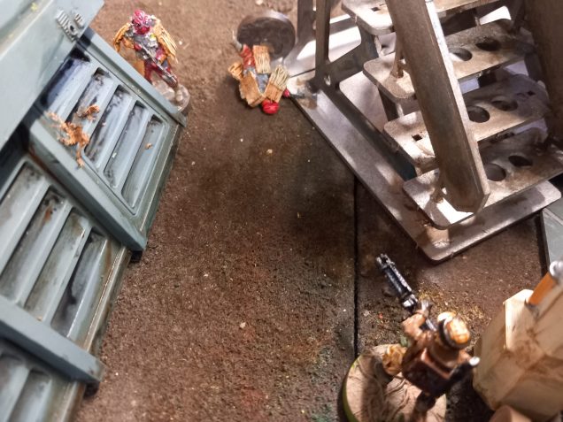 In response Bogun let loose light his rattle gun taking down a target before he also got hit