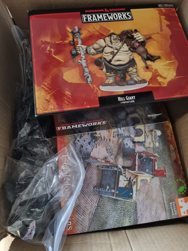 The box of ttcombat terrain to be made that was put away when I bought it lol. About the same time I bought mantic terrain Crate mushrooms and a d&d giant (to use for a frost giant) when a certain highstreet console gaming shop was closing down the first time. 