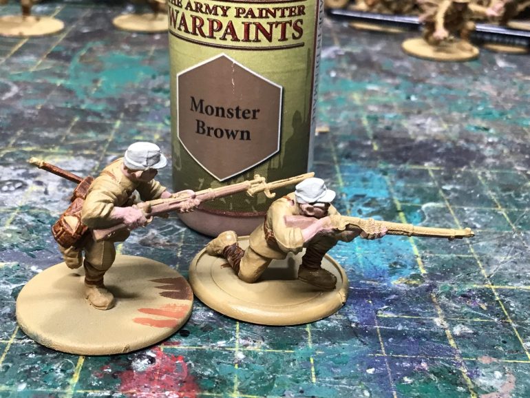 Use monster brown for the wooden parts of the rifle