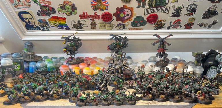The painted and based waaagh so far...