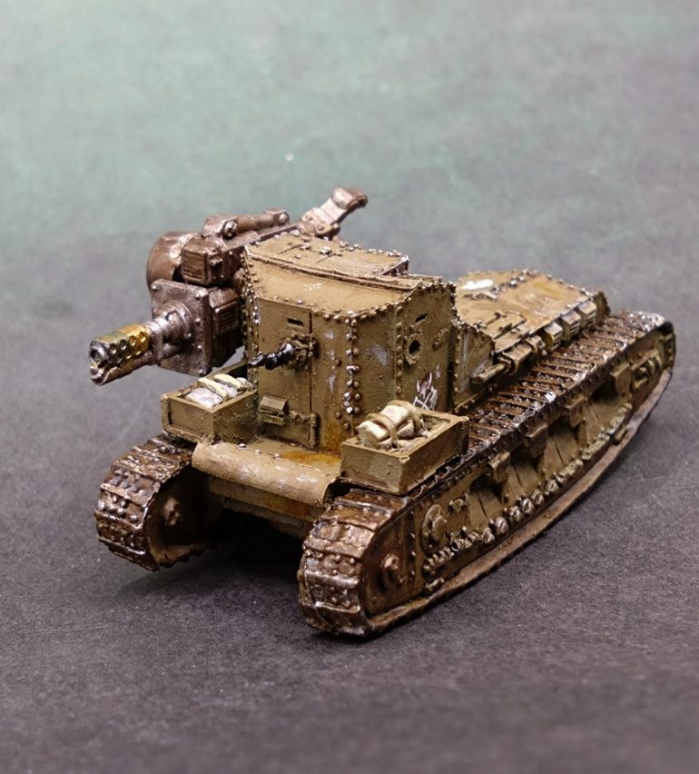 I added a flamer to one machine gun port. Unfortunately two of the four machine gun s on the kit were missing anyway.