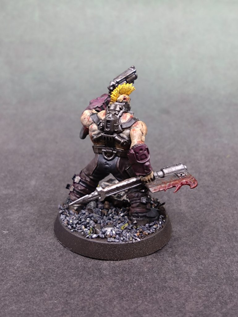 Ron is mostly a burgundy colour. (See what I did there?) I lost a chest piece for my last Goliath guy on the sprue. I will fill the hole in his chest with a putty and see what armour I can make shift over the top.