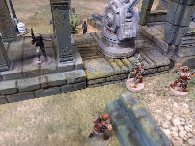 Using the ruins for cover the imperial grunts try and stop the sabotage 