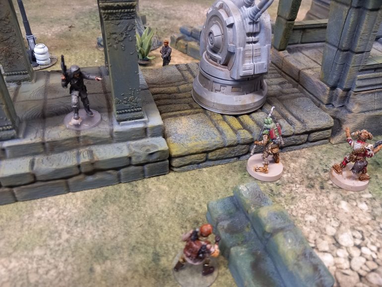 Using the ruins for cover the imperial grunts try and stop the sabotage 