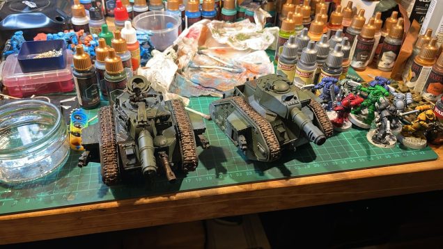 Following on from the completed one, the other 2 of this squadron are now sprayed the basecoats - accessories still need picking for these. 