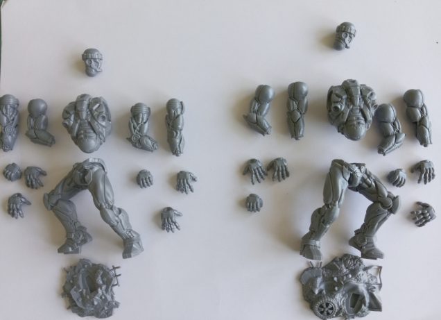 Different leg poses and bases with options for arms and hands.