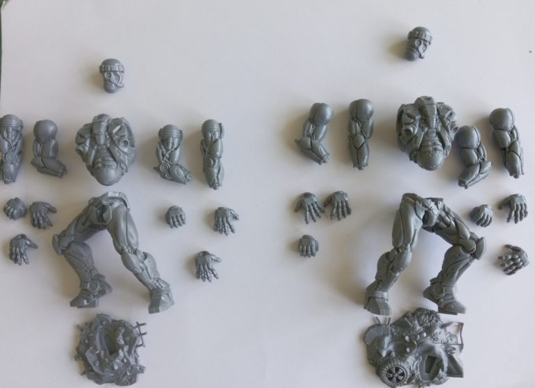 Different leg poses and bases with options for arms and hands.