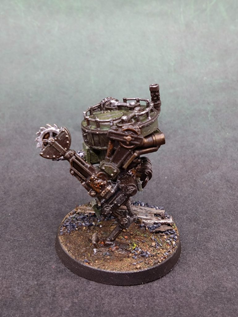I added leftover transfers from a Norse Blood Bowl team. This mini is one of the lightweight frames and is already taller than a Space Marine. 
