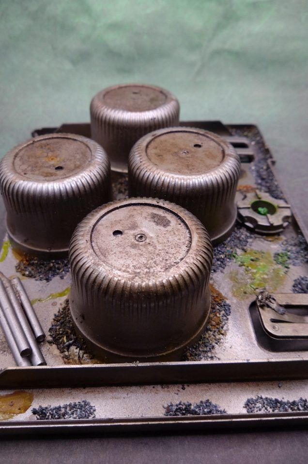 This piece was fun. Based on a Blu-ray disc case, using lids from diabetic blood score sensor packaging. Some brush covers as lengths of pipe and lots of weathering.