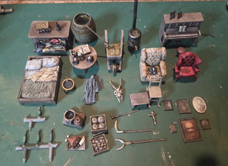 All the interior details fully painted, I was particularly pleased with the pale armchair with flowery pattern on fabric.