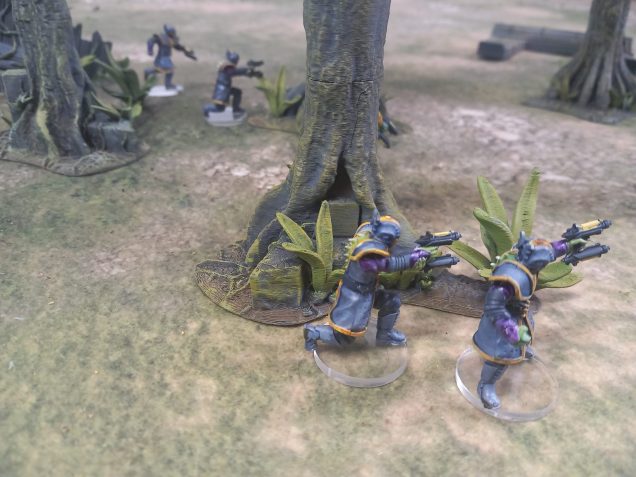 Black sun slavers appear and fire away but the crew learn from Weedos mistake and use the trees for cover