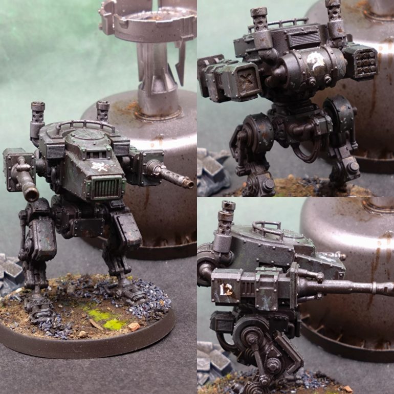 This is the medium class Freegear rig called a Scraphound. It's only marginally bigger height wise than a Hijack, but the guns are chunkier and has a bold presence.