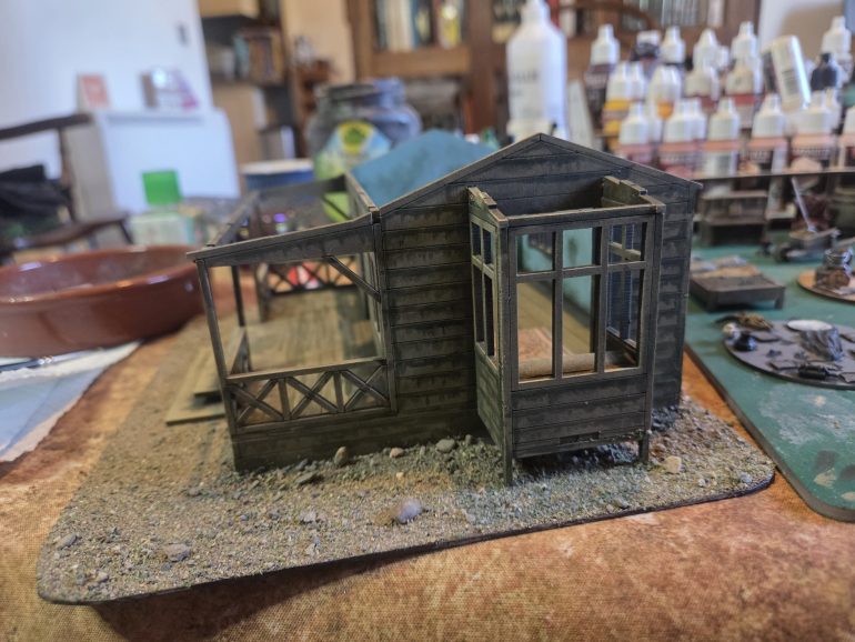 The exterior with the washes applied.