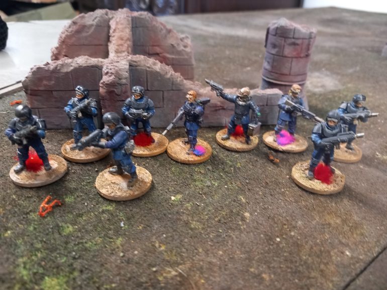 Another unit of enemies put together in my down time between missions. These guys represent a black ops unit made from a multipart merc  kit i found on mymini factory. 