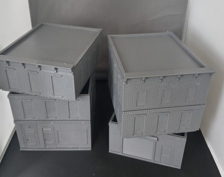 The buildings ready for paint.
