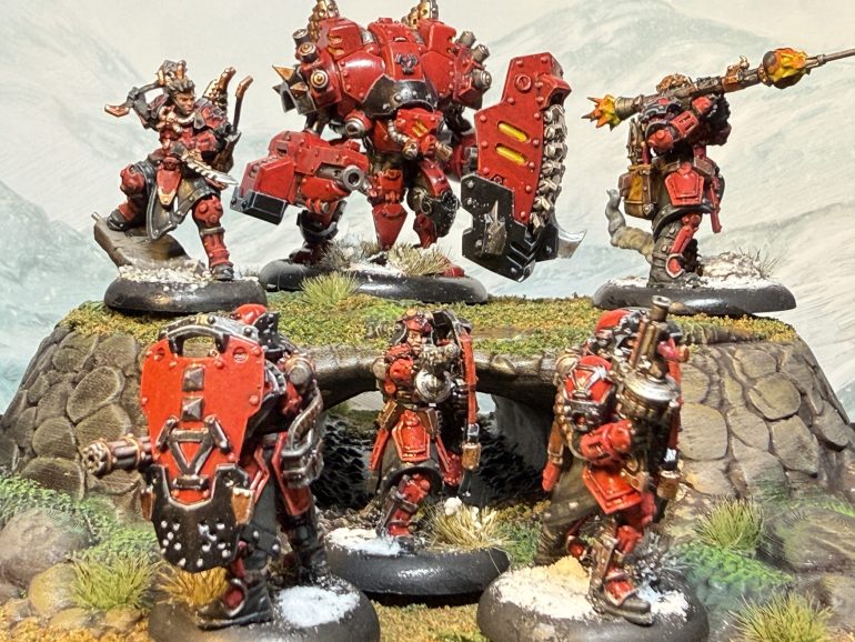 The unit assembled and painted. I had fun giving them a snow bases which i will keep for all my Khador troops.