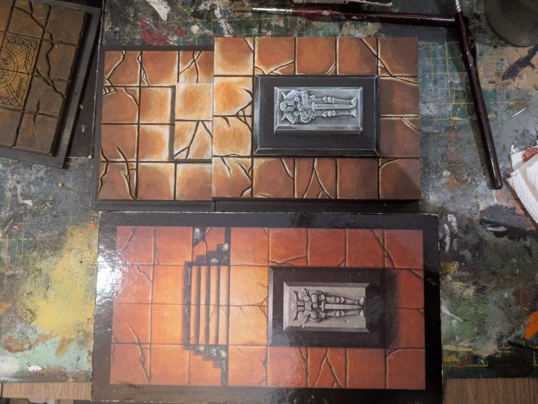 Tomb Chamber: I tried to get a more terracotta colour for the tiles, which I thought had worked at first but it dulled a little as it dried. The 3D Knight on the tomb has worked quite well though 