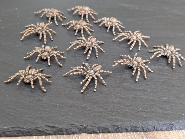 But as I needed 12, I had to do a bit of searching on the internet and found these Baboon Spiders on Ebay. I quite liked the realistic sculpts, and again went with a more natural paint scheme, rather than the bright red and black of the old minis 