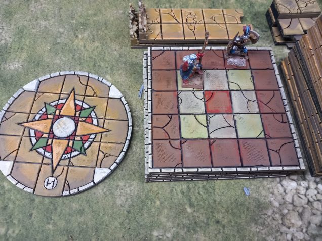 I've tried to match the sandstone scheme of the original board pieces and splashes of tile colour