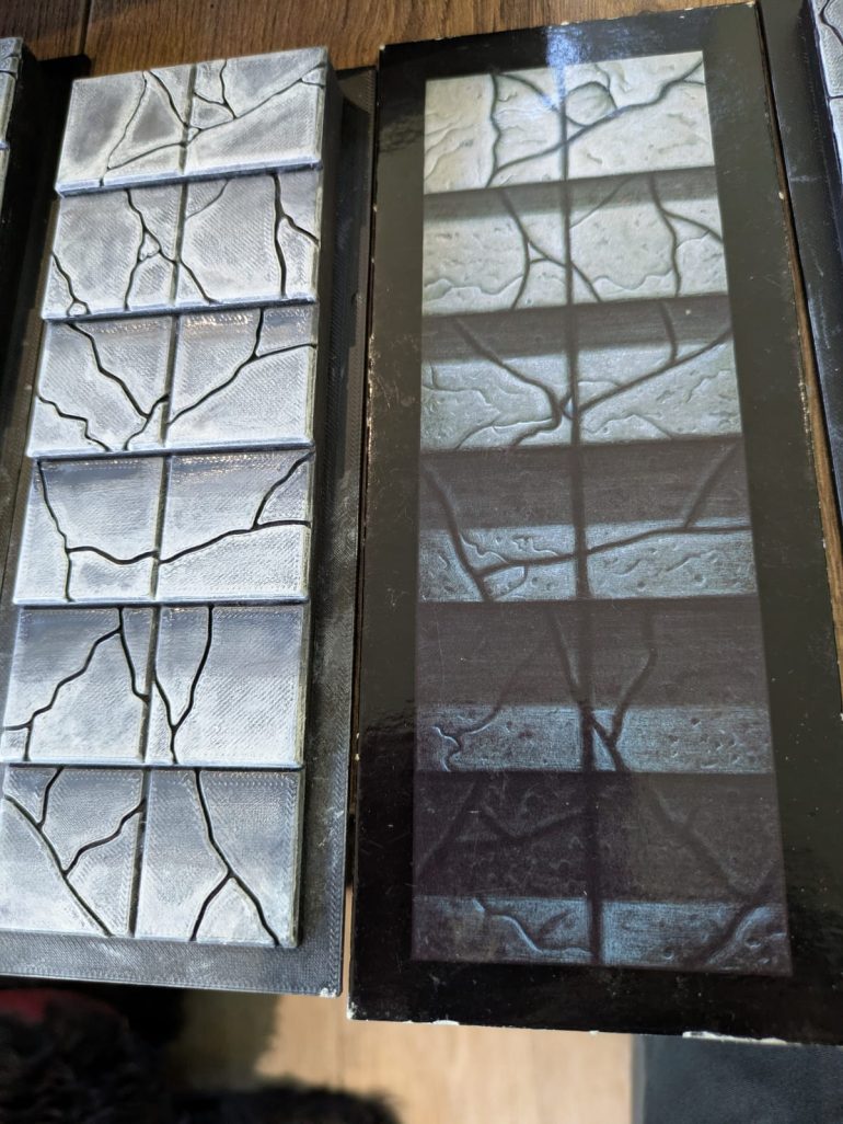 being as I'd played fast and loose with the levels, I added a touch of shading on the stairs to match the original tiles