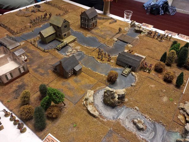 Unable to advance the Americans after over three hours of play retreat off the tanke. Clearly the 13 colonies will remain in British control 