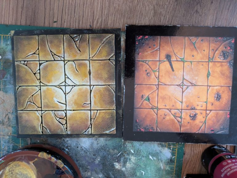 The Torture Chamber was one of those board sections with weapons and bits on that I chose to leave out in the design stage. Now it's painted it's a bit clearer which room is which!