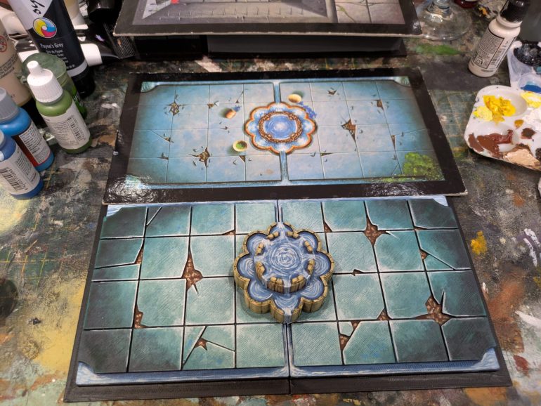 Fountain Chamber: I painted on the water effects which I think have turned out ok - I'd like to learn Blender or Z Brush so I can sculpt more organic forms and elevate this a little more