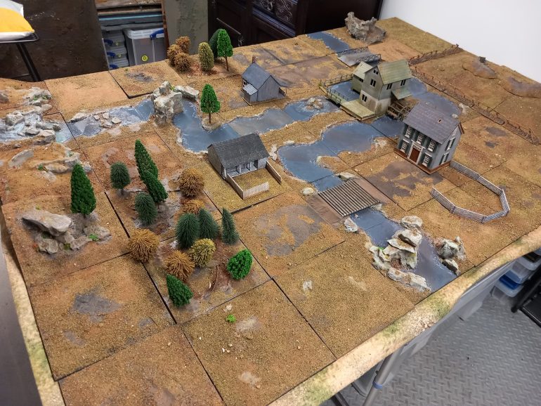 3d printed tiles making a modular table I can change the lay out with. The trees flit into holes. Used a lot of flock on this