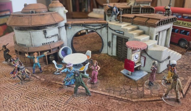 Looking at the scenery, i felt it had a cool 60's sci fi vibe, perfect for the Lucid Eye Plot Device miniatures that had been in my painting pile of shame for to long. So a new project has been started (Search