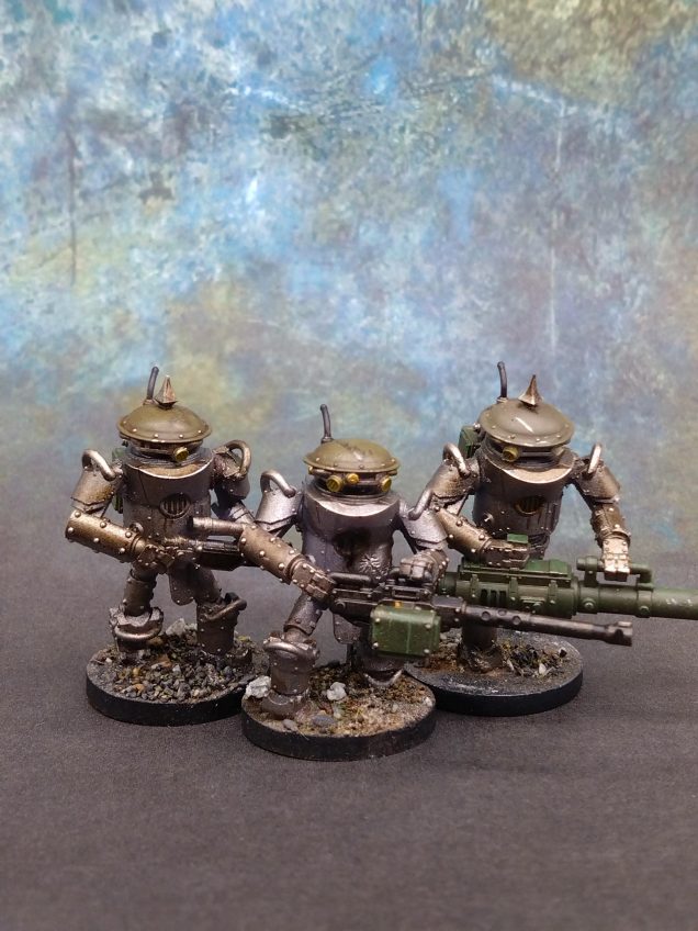 I love these and they'll make fun proxies for the British Automaton Infantry for Konflict 47.