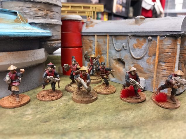 Another kitbash for a unit on the encounters chart. For the black dragons  I used wargames Atlantic boxer rebels with a mix of arms such as the bulldog  box.
