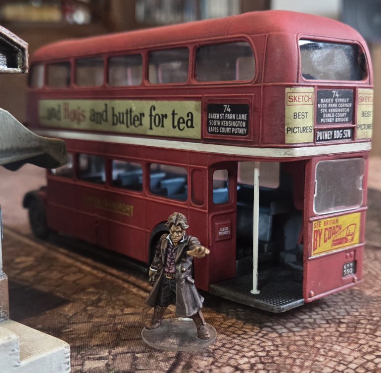 The Temporal Traveller sadly having g to resort to London Transport. This fihure is one of three that were released initially, this guy is not currently available. He was already painted , but I repainted his shirt waistcoat and jacket.