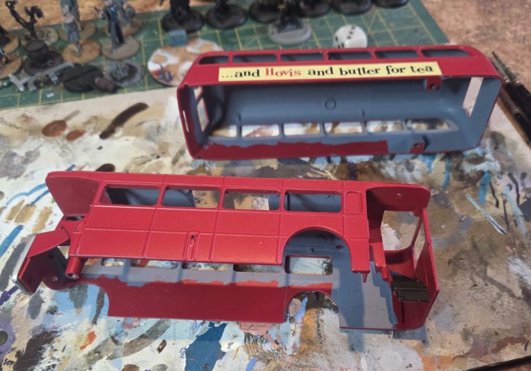 Once disassembled the diecast painted elements are sprayed with a matt varnish. I then painted the interior in AK WW1 French Artillery Grey.