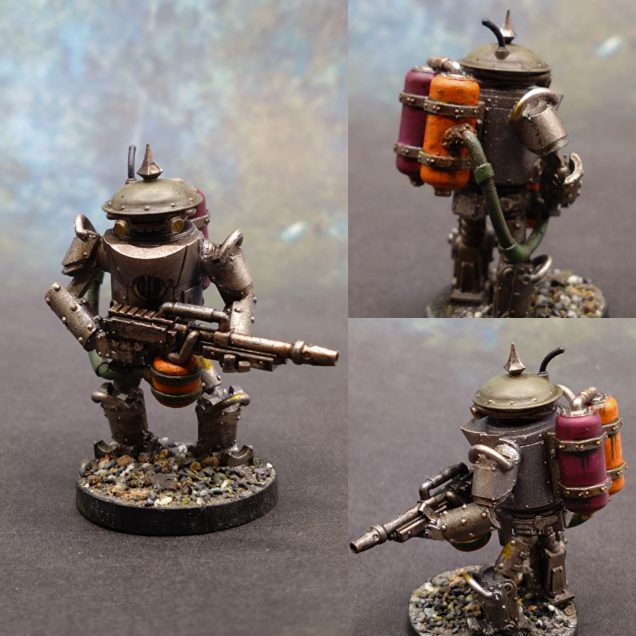 The tanks painted brightly is silly if they're going to be in Konflict 47, but just wanted to go a bit rogue on this one. The tanks as different colours nods to different liquids being mixed for a more volatile concoction. Can always paint them green later if it bugs me.