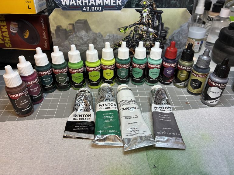The method is the same as described in previous entries. Here are the paints all laid out.